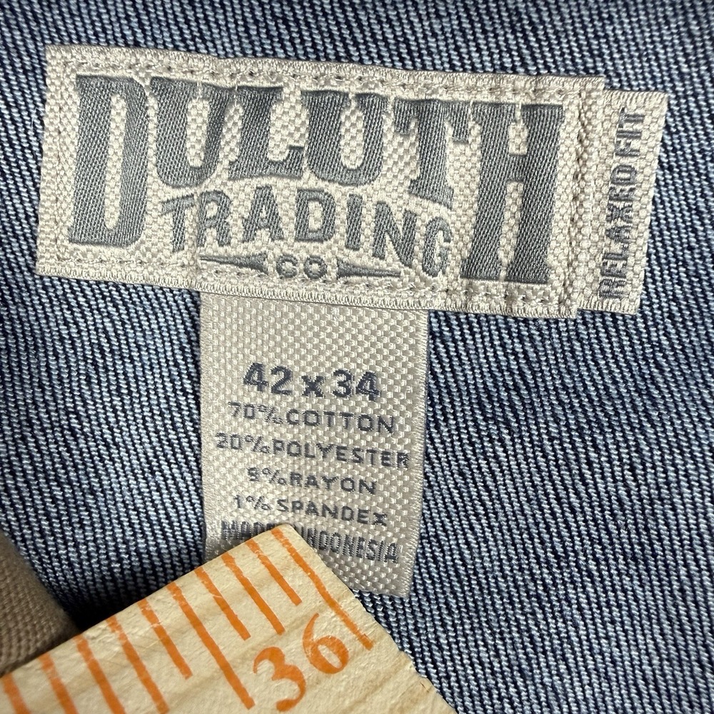 Duluth Trading Co Ballroom Double Flex Jeans Men 42x34 Relaxed Fit Dark Wash EUC - Picture 11 of 14